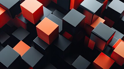 Poster - Geometric blocks in 3D render on a black backdrop. Abstract and modern illustration. --ar 16:9