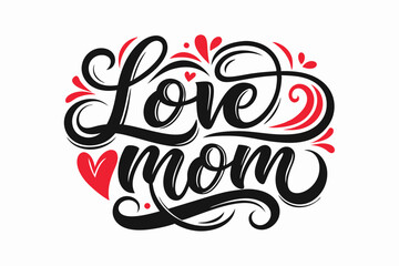 Sticker - Happy Mother's Day Lettering card Vector illustration