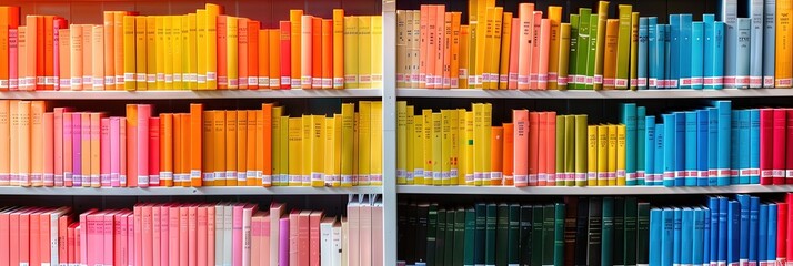 Wall Mural - library, bright, blank colorful books 