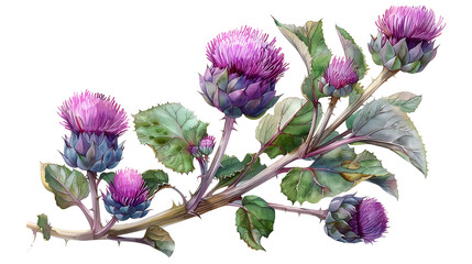 Wall Mural - Watercolor medicinal plant burdock transparent png