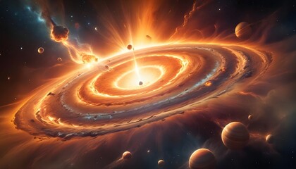 Wall Mural - Outer space with alien planets and explosion