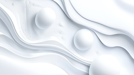 Poster - Light white background with 3D fluid shapes, creating an abstract geometric design in vector format. -