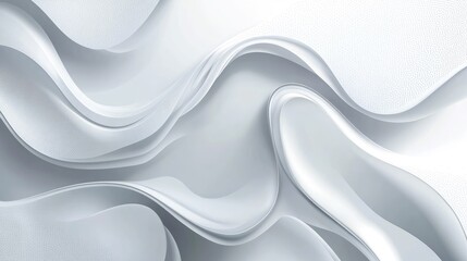 Poster - Light white background with flowing 3D liquid shapes, creating an abstract geometric design in vector illustration.