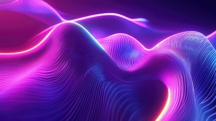 Poster - Neon-lit 3D abstract shape glowing in ultraviolet on a vibrant, colorful background. Futuristic energy design.