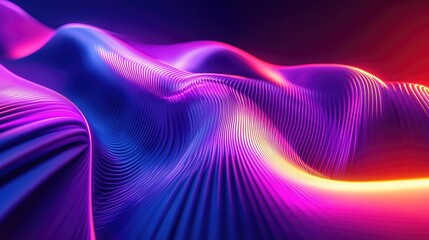 Poster - Neon-lit 3D abstract shape glowing in ultraviolet on a vibrant, colorful background. Futuristic energy design.