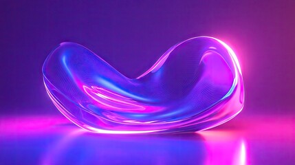 Poster - Neon-lit abstract 3D shape glowing in ultraviolet with a vibrant background. Futuristic energy concept.