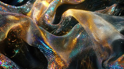 Aufkleber - Processed collage of shimmering cloth and holographic textures, ideal for 3D mapping.