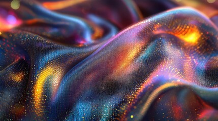 Aufkleber - Processed collage of shimmering cloth and holographic textures, ideal for 3D mapping.