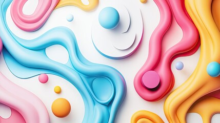 Poster - Vector illustration of abstract geometric patterns with liquid shapes on a light white background in 3D.