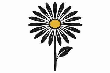 Canvas Print - Black vector daisy flower silhouette