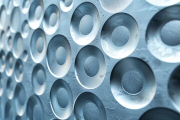 Wall Mural - Abstract Silver Pattern with Recessed Circles