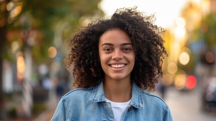 Wall Mural - The smiling woman in denim