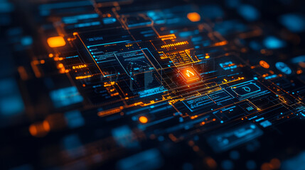 Poster - abstract blockchain network for document authentication with ai technology and futuristic digital in