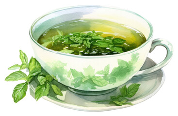 Sticker - PNG Peppermint tea drink plant herbs.