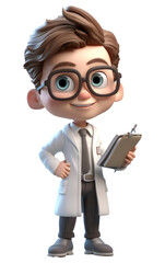 Sticker - PNG Cartoon scientist glasses white background.