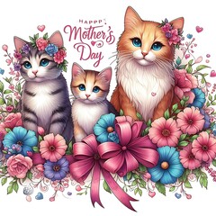 A group of cats with flowers design design colours design work