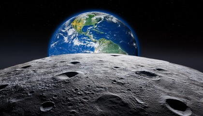 planet earth seen from moon, ai generated