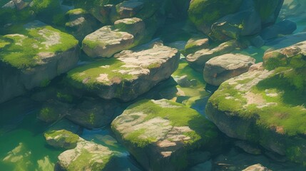 Canvas Print - green moss on a rock