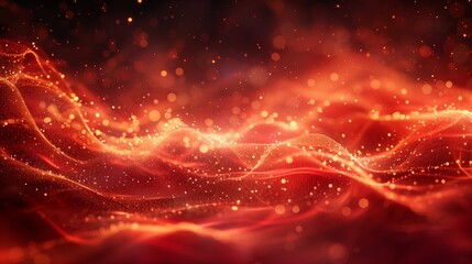 Poster - Dynamic Waves of Fiery Red Light Creating an Ethereal Effect at Dusk