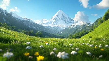 Wall Mural - Mountain Meadow with Wildflowers.