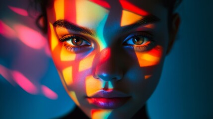 Canvas Print - A woman with a colorful face is the main focus of the image