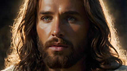 Divine Portrait of Jesus with Realistic and Ethereal Quality