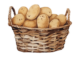 Sticker - PNG Potatoes busket basket food representation.