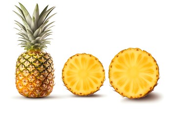 Wall Mural - Pineapple isolated on white background with clipping path and full depth of field