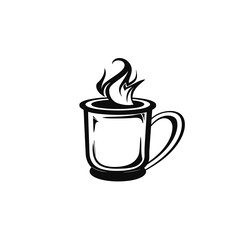 Wall Mural - Minimalist 2D Mug Logo on White Background Version 6