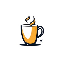 Wall Mural - Minimalistic 2D Mug Logo on White Background Version 6