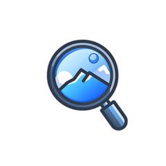Poster - Minimalistic Indigo Blue Magnifying Glass Icon Logo on White Background