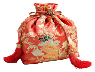 Wall Mural - PNG Chinese lucky bag handbag white background celebration.