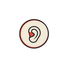 Poster - Simple Minimalistic Flat Vector Graphic Logo of Ear in Circle by Rob Janoff | No Realistic Photo Detail Shading Version 6