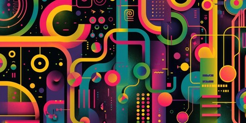 Wall Mural - abstract geometric pattern with vibrant colors.