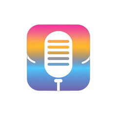 Poster - Modern Minimalist Logo Design of Microphone in Speech Bubble Icon on White Background