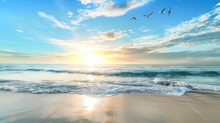 Canvas Print - Tranquil Sunset on a Sandy Beach