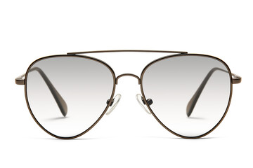 Classic aviator glasses with metal frame on transparent background png