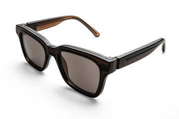 Stylish black sunglasses with brown temples on transparent background png