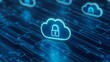 © Tackey - Digital cloud with lock symbolizes data protection and cybersecurity in a futuristic network environment.
