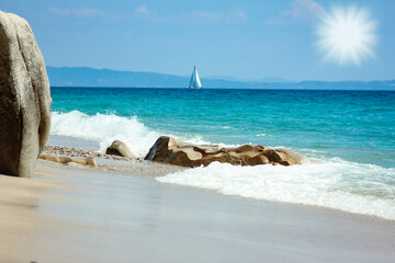 Sticker - A Beach near the sea in nature recreation vacation journey background