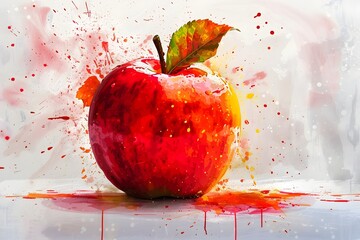 Sticker - red apple with water drops