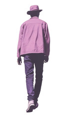 Poster - PNG Hipster walking full body footwear standing purple.