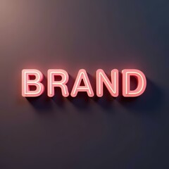 Wall Mural - Bright neon brand sign glowing against a dark background.