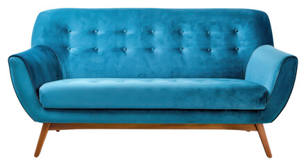 Sticker - PNG Bright blue sofa furniture armchair cushion.