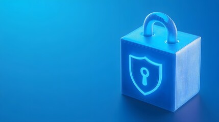 Poster - Secure padlock symbolizing data protection and cybersecurity, highlighted against a blue background. Modern technology concept.