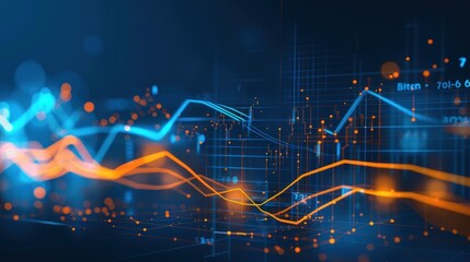 Poster - Abstract Data Visualization with Glowing Lines and Grid