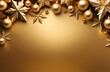 © sveta3 - Christmas gold background with balls and snowflakes, located at the top, plenty of free space for text. A festive winter backdrop for your business.