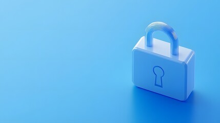 Poster - White padlock on a blue background symbolizing security and protection. Ideal for cybersecurity, privacy, and digital safety concepts.