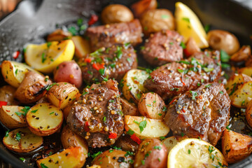 Poster - Steak and potatoes in garlic butter