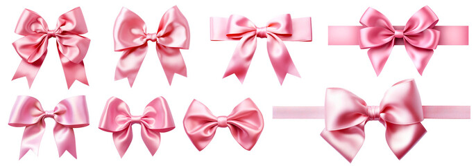 Wall Mural - Pink bow ribbon png element set on transparent background